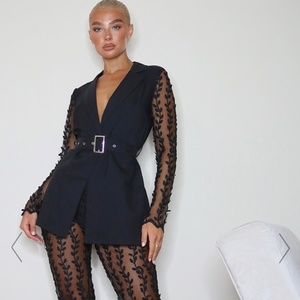 Woven Sheer Lace Suit